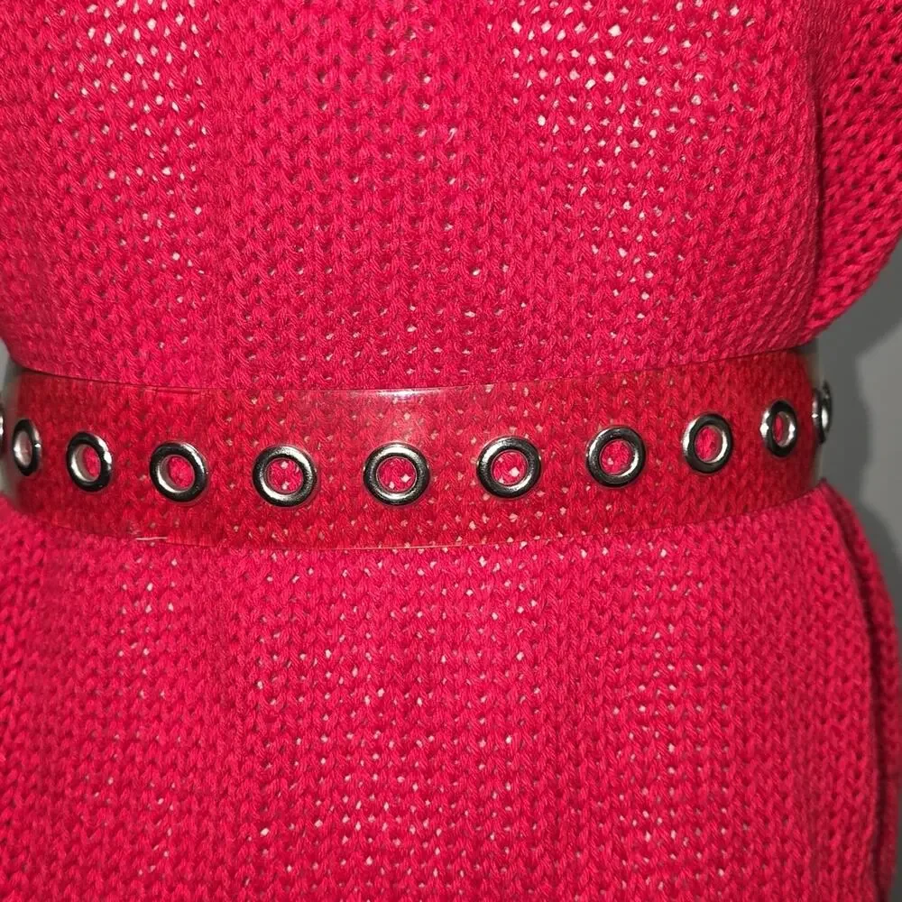 Vintage Retro Clear Jelly PVC Plastic Belt with Silver Metal Accents OS